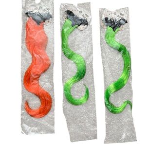 Scunci Halloween Bat Clip-On Hair Extension green orange 3 piece hair accessory